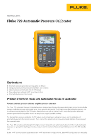 Thumbnail of document Data Sheet - 729 Automatic Pressure Calibrator